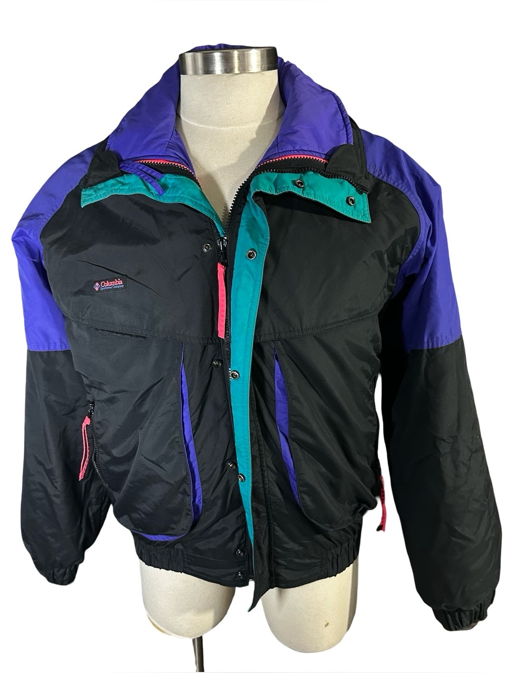 Vtg 1991 Columbia Powder Keg Jacket Mens M 3 in 1 Interchange Ski Neon SM5340